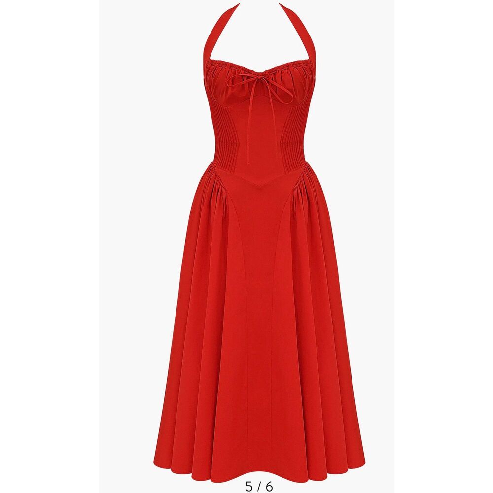 New! House of CB Adabella Halter Neck Midi Dress Sz S - Picture 5 of 7